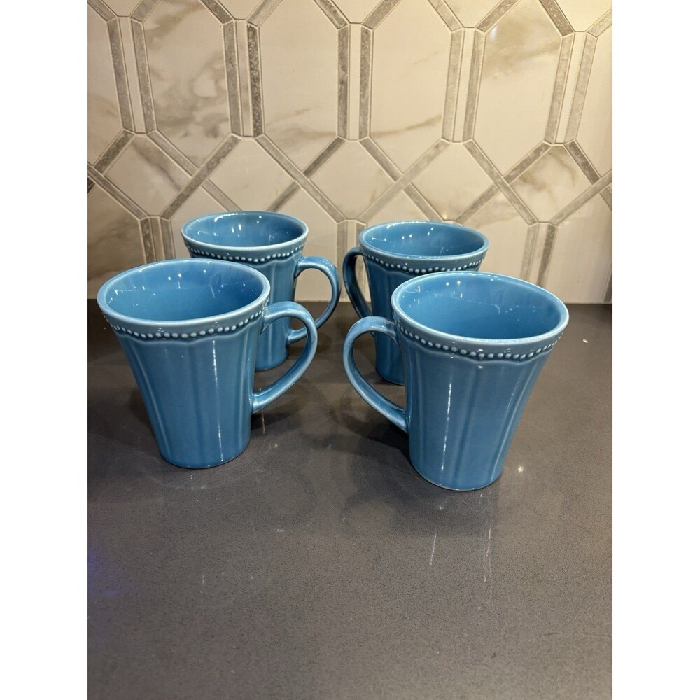 The Pioneer Woman Set Of 4 Mug Cup Paige Denim Blue Discontinued Stoneware 14 oz